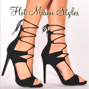 Hot Miami Styles Black Heels - Size 10